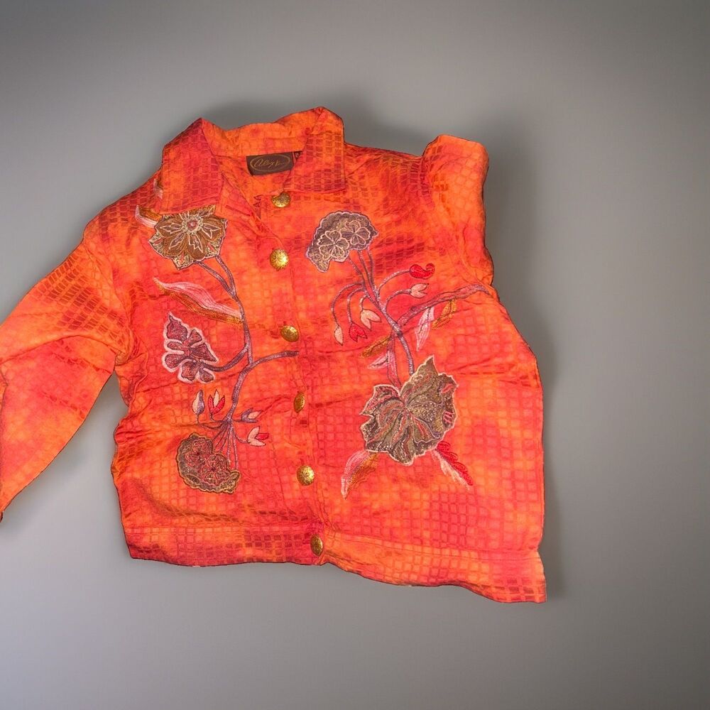 Vtg Alex Kim Boho Art to Wear Embroidered Sequin Jacket Womens Size PL